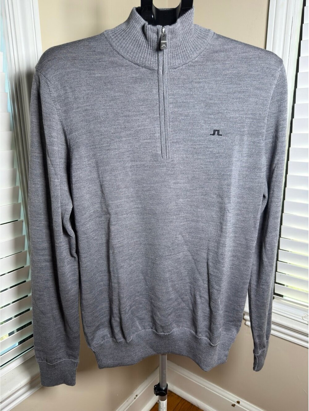 J.Lindeberg Kian Tour Merino Wool 1/4 Zip Sweater‎ Gray Melange Large NWT Golf